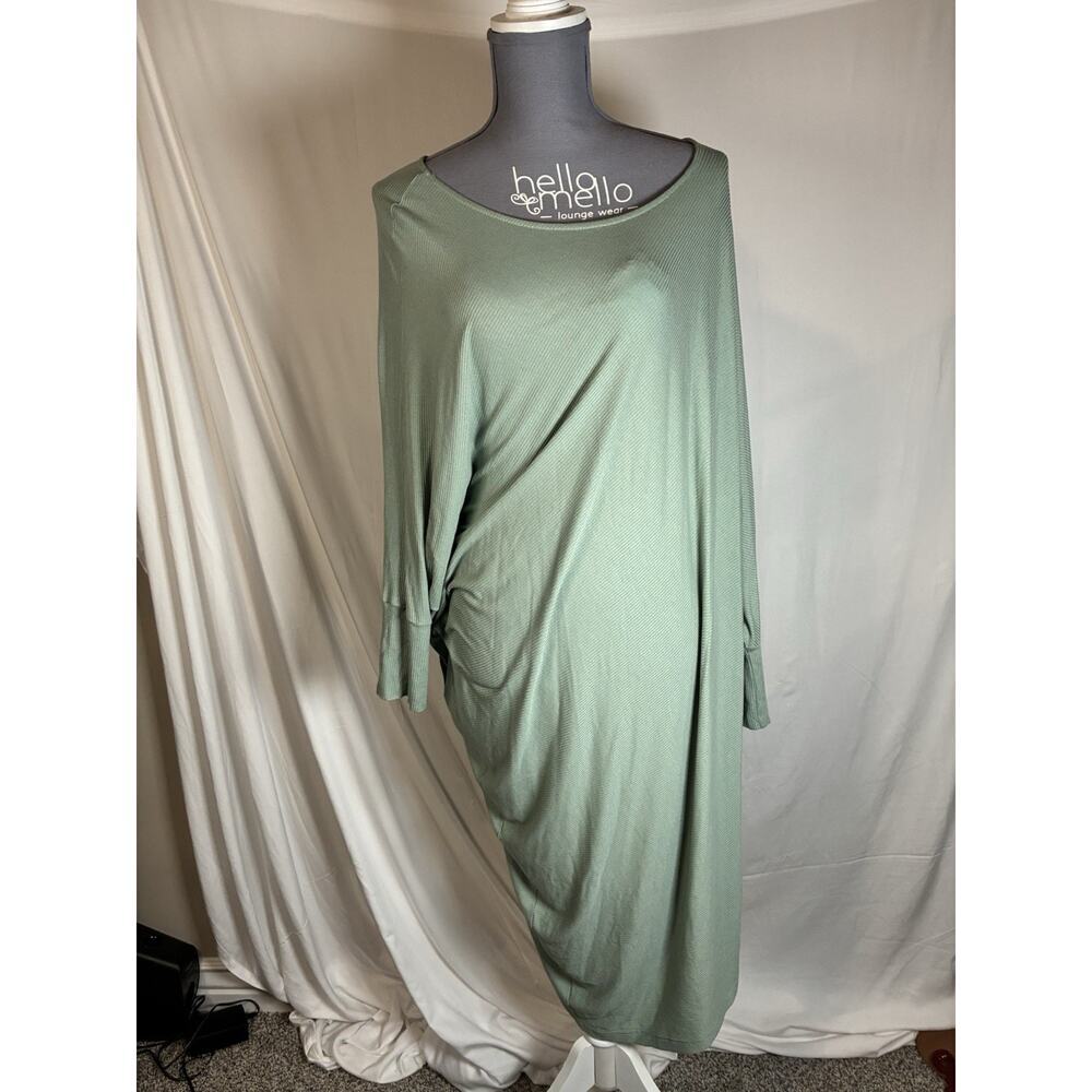 💰Miracle Berry Womens Medium Maxi Dress Gray Stretch Jersey Tapered leg Dolman